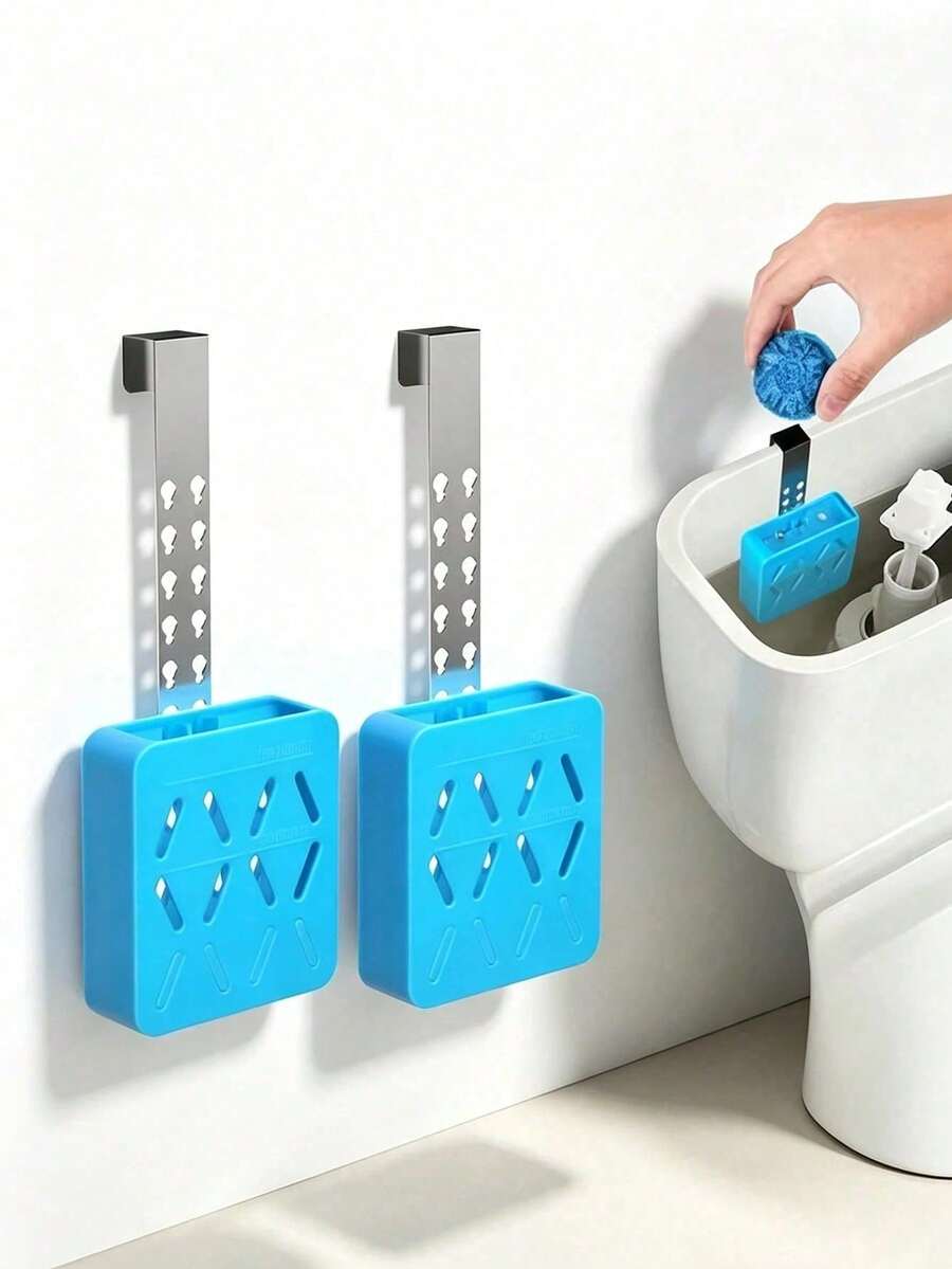 Giá đỡ miếng lau vệ sinh bồn cầu gắn tường và khay đựng viên tẩy, giá đỡ chất tẩy bồn cầu, hộp đựng viên tẩy, ngăn cản cặn bẩn trong bình chứa, phụ kiện bồn cầu, dụng cụ vệ sinh bồn cầu tiện dụng