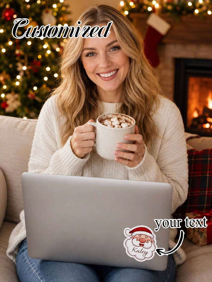 Customized Santa Claus Stickers, Name Stickers, Gift Packaging Stickers, Candy And Snack Packaging Stickers, Christmas Decorations, Gifts, Suitable For Water Bottles, Computers, Storage Boxes - Multicolor - View 1