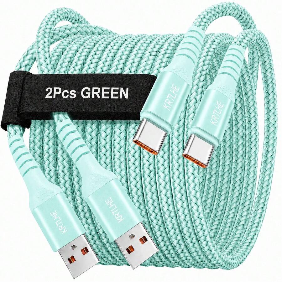 2入 Krtlhe 65W USB 轉 Type-C 軟矽膠超快充線，通用大功率充電 USB-C 傳輸線 3A，相容於華為