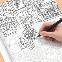 Doodle Tracing & Coloring Book, 29*21cm Large Format, Single-Sided Thick Paper, Anti-Bleed, Massive Collection Of Cute Doodle Patterns, Combines Line Tracing & Coloring Gameplay - Single Piece - View 9