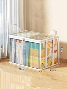 Heavy-Duty Transparent Flip-Top Storage Box - Large Rectangular Stackable Space-Saving Organizer, Durable Plastic Storage Container; Suitable For Clothing, Books, Home Office, Travel, Home Storage, Backpack Storage, Dorm Organization And Bedroom Decor, Back To School Essential. - Multicolor - View 11