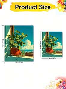 DIY Potted Plant By Sea View (Frameless Or Framed 8x12 / 16x20 Inches) Paint By Numbers Kit(Acrylic) Arts & Crafts For Adult Beginners, Relaxing Home Wall Decor, And Perfect Holiday Gifts And Room Decorations - Sets - View 2
