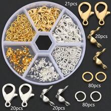 Set Konektor dan Perlengkapan Perhiasan DIY 241pcs dengan Kotak 6 Kompartemen (Pengait Lobster, Cincin Penghubung, Manik-manik Jepit), Cocok untuk Pembuatan Perhiasan, Gelang, Kalung, Gelang Kaki, Cincin Penghubung Terbuka, Konektor Manik-manik, Gantungan Tas, Aksesoris Perhiasan, dan Bahan Kerajinan Tangan Lainnya - Set Aksesori - View 13
