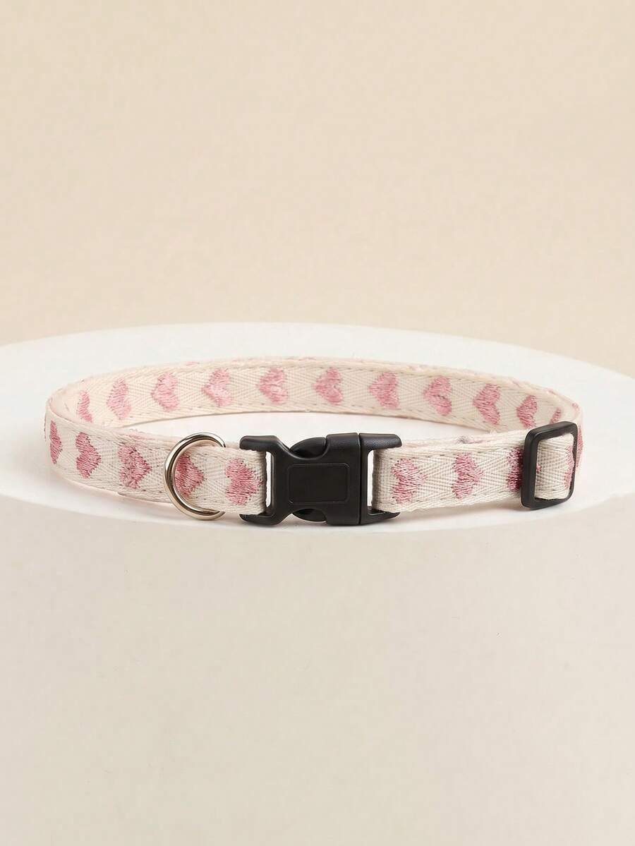 Lightweight Soft Pet Collar, Pink Heart Pattern Jacquard Design, Cat Supplies, Dog Supplies, Suitable For Small Cats And Dogs, Home Or Outdoor Use (Not Suitable For Large Dogs)