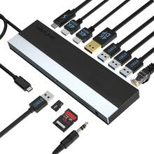 Hub USB-C 12-in-1, Stasiun Docking Tiga Layar dengan Output Video, Pengisian Daya PD 85W, Gigabit Ethernet, Slot Kartu SD/TF, Kompatibel dengan Laptop/PC - View 2