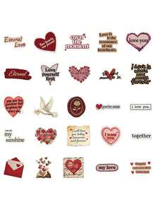 50PCS,Love Transparent Stickers,Scrapbook Supplies,Creative And Aesthetic Design Sticker,Suitable For Mobile Phone Cases,Tablets,Mobile Phone,Laptops,Suitcases,Cars,Notebooks,Helmet,Guitar,Skateboard,Storage Box,Computer, - 50pcs - View 2