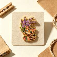 Cute Cat Flower Enamel Pins Set, Kitten Sunflower Rose Daisy Lavender Brooch, Cartoon Lapel Badges For Backpack Jacket Hat Decor, Lovely Jewelry Gift - Multicolor - View 7