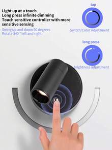 Rechargeable Magnetic Wall Lamp USB Rechargeable Wireless LED Wall Light Cordless Touch Dimming Spotlight Magnetic Design Bedroom Bedside Reading - Multicolor - View 8
