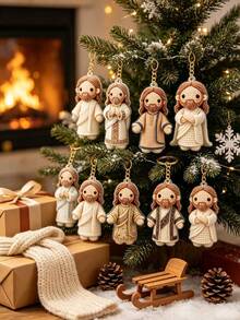 15pcs/Set Keychain, Bag Charm, Souvenir, Car Keychain, Unisex Couple Pendant/Best Gift For Believers, Suitable For Daily Use, Religious Souvenir, Baptism, Wedding, Christmas Home Decor Gift, Holiday Decoration, Gift For Friends (Back Has Protective Film To Prevent Scratches, Peel Off For Clearer View) - Multicolor - View 2