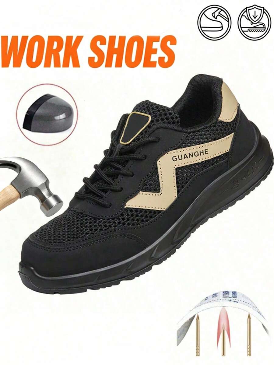 Sepatu Kerja Pria dengan Ujung Baja, Gaya Kasual, Sol EVA Ringan, Cocok untuk Pekerja Kebersihan, Pekerja Gudang, dan Tukang Kebun