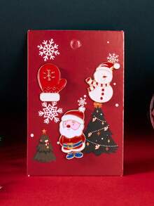 1 Set Christmas Santa Claus Snowman Christmas Tree Wreath Bell Gingerbread Man Reindeer Brooch Family Gift - Multicolor - View 6