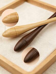1pc Large Powder Makeup Brush, Soft Fluffy Cosmetic Brush With Wooden Handle, Loose Powder Blush Brush For Face Makeup, Comfortable Curved Grip Design, Gentle Dense Bristles, Professional Cosmetic Tool For Daily Makeup Application - Multicolor - View 8
