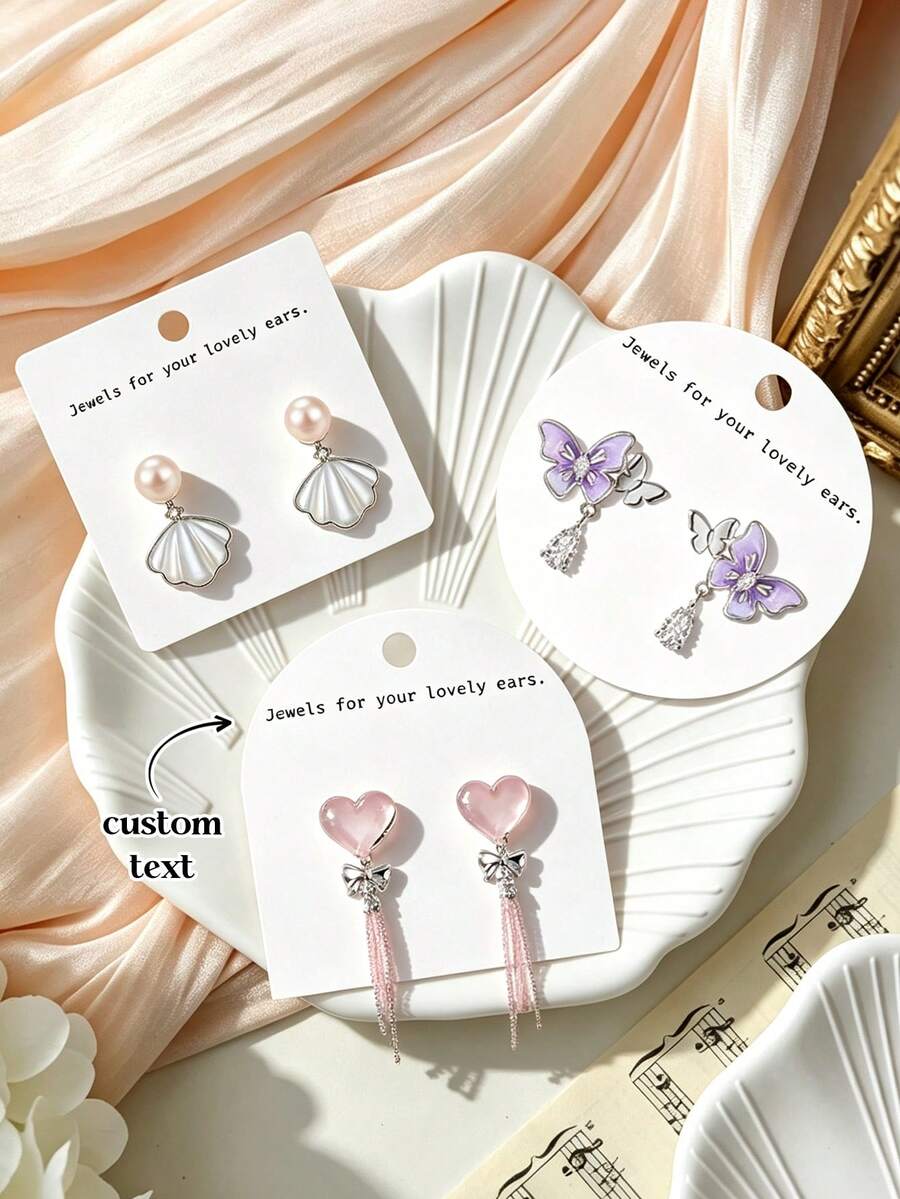Customized Earring Display Cards, Personalized Jewelry Packaging Cards, Multiple Shapes And Sizes Available, Suitable For Studs And Dangle Earrings, Handmade Jewelry Display Tags (Jewelry Not Included) - Customized Display Card - View 1