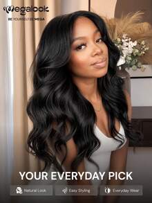MEGALOOK 6"X6" Lace Front Wavy Human Hair Wig, Pre-Cut 6" Depth, Seamless No Glue, Pre-Bleached & Pre-Trimmed, Easy To Wear, 180% Density 6"X6" Lace Parting, Natural Color, Suitable For Beginners, Natural Look - SNatural - View 2