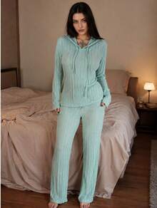 Women Sweater Co-Ords - Mint Blue - View 4