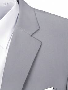 Men 3 Pieces Business Wedding Suits, 2 Button Single Breasted Blazer V-Neck Vest Straight Pants, Daily Repeated Formal Wear - Light Grey - View 7