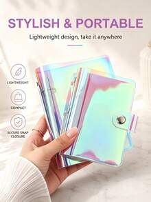 New Rainbow Laser Nail Art Stamping Plate Storage Book - Portable Snap-Closure Nail Stamping Plate Organizer And Nail Art Tool Storage - Multicolor - View 4