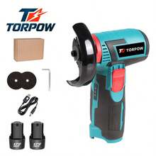 TORPOW 12V 無繩迷你角磨機，76mm 磨盤，10000RPM，多種選項：僅工具 / 含電池套件，切割、拋光、打磨、除鏽電動工具 - 藍色 - 查看 10