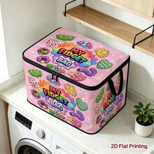 1pc 2D Flat Foldable Zipper Storage Box, My Fidget Bag Stress Relief Rainbow Element Cartoon Full Print Design, Can Store Clothes, Bedding, Nail Tools, Holiday Sundries, Suitable For Bed Bottom, Wardrobe Placement And Moving Packing, Zipper Closure Secure, Reinforced Handle Durable Living Room Sundries Storage Basket, Dormitory Seasonal Change, Book Storage Supplies - A - View 7