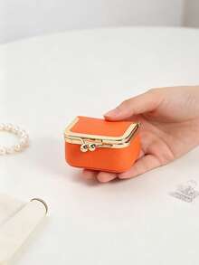 CHARM INFINITE Multi-Color Cute Kiss Clasp Mini Jewelry Box, Faux Leather Portable Travel Jewelry Organizer, Storage For Earrings, Rings, Necklaces, Pocket-Sized Compact Jewelry Storage Bag, Women's Holiday Birthday Small Gift - Multicolor - View 4