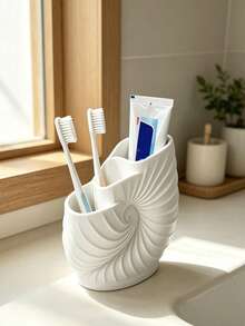 Stylish Conch Spiral Toothbrush Holder, Creative Conch Spiral Storage Box, Three-Compartment Wash Cup Storage Box, Desktop Storage Rack, Multi-Functional Storage Rack.Suitable For Use In Bathrooms, Bedrooms, Offices, And Other Settings. - Multicolor - View 1