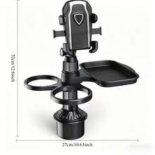1pc 360° Rotating Car Tray, ABS Material Multi-Function Car Cup Holder With Detachable Tray, Adjustable Base And Dual Cup Holders, Practical Car Interior Accessory, Can Hold Small Items, Suitable For Car Dining And Drinking - One Size - View 3