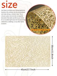 2-12pcs Gold Line Placemats, PVC Material Minimalist Style Foil Stamped Vase Mat, Washable, Easy To Clean, Wipeable, Non-Slip, Heat Resistant, Table Mat, Suitable For Room Decor, Home Table Decor, Home Decoration, Ideal For Holidays, Parties, Birthdays, Weddings And Dinners - Multicolor - View 3