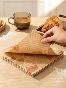 200 Sheets Greaseproof Baking Paper, Wax Paper, Random Color. Suitable For Cakes, Sandwiches, Picnics, Fast Food Packaging, Basket Liners, Air Fryer Liners, Christmas, Birthday Parties, Holiday Parties, Kitchen General Use. - View 3