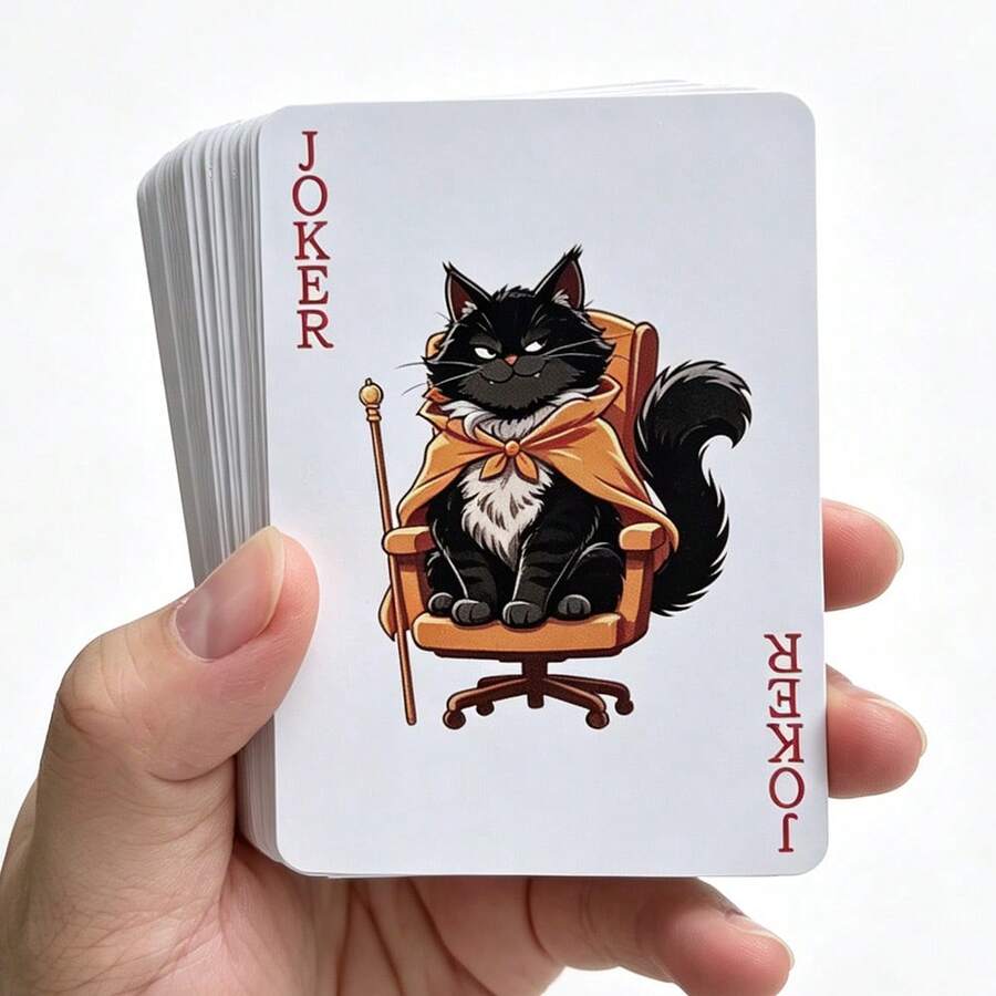 1 Set Cat Illustration Playing Cards Board Game, 54 Cards With Cat Patterns, Suitable As Gift For Cat Lovers - Multicolor - View 1