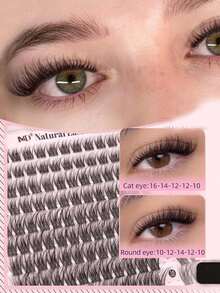 168-144pcs D Curl Single Cluster False Eyelash Extension Set, Fine Fluffy Texture, Includes Eyelash Glue, Sealer And Tweezers, 8-16mm, 6 Mixed Lash Cluster Set - Pink - View 8