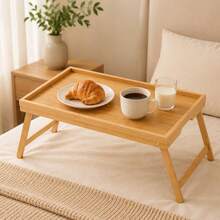 Folding Table Slouchy Person Folding Table Multi-Function Bamboo Tray Table Folding Home Bedroom Wooden Tray Bamboo Simple Computer Desk, Ideal For Home Living Room, Study, Office, Outdoor Camping - Apricot - View 7