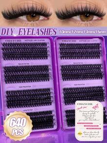 640/544pcs D-Curl Single Cluster False Eyelashes, Large Capacity, Create Thick Fluffy Natural Eye Makeup, Suitable For Home DIY, Beginners And Makeup Artists, Soft And Long-Lasting, Can Create Fox Eye And Cat Eye Makeup Effects, Halloween Limited - D - View 3