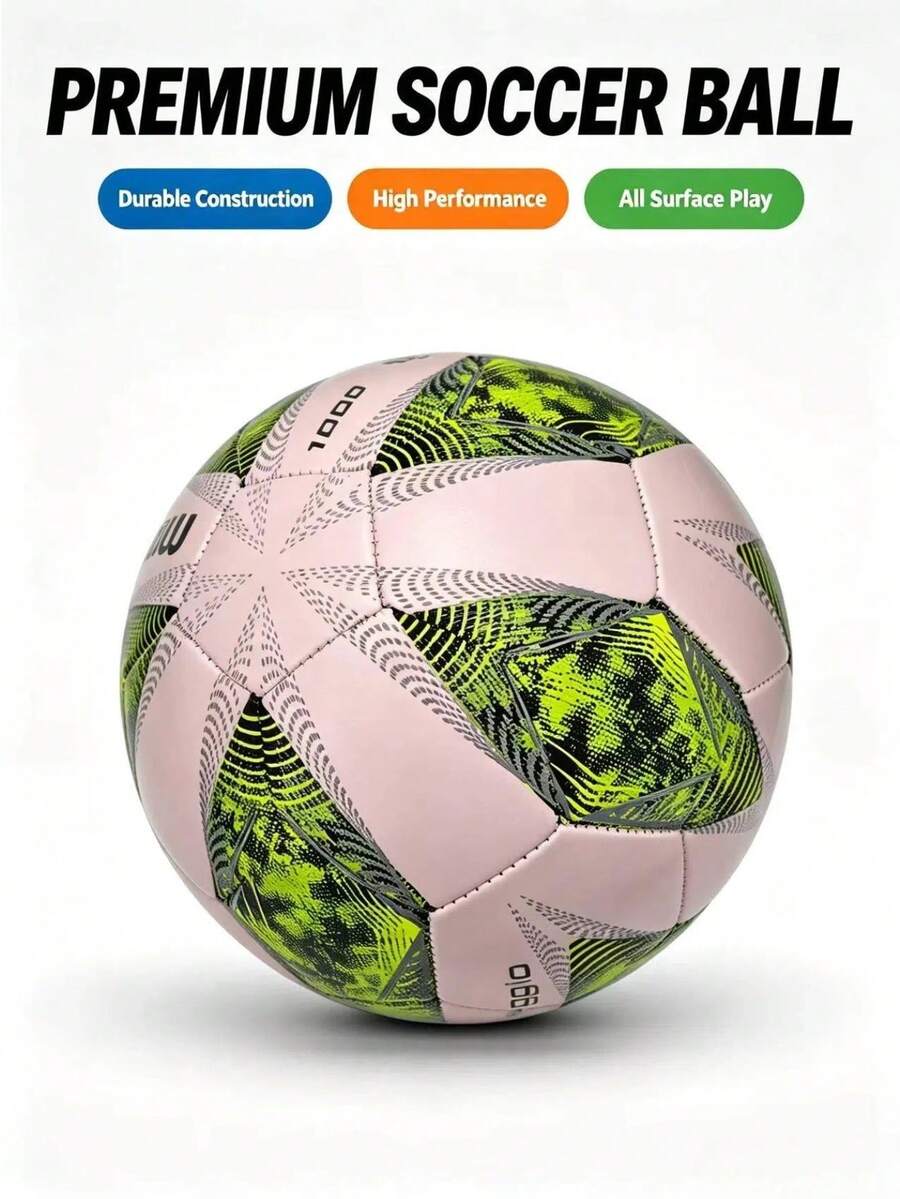 1pc Size 5 Adult Competition Soccer Ball For Outdoor Sports, Multi-Color Training Football For Teenagers And Students, Beach, Indoor, Outdoor Textured Soccer Ball - Multicolor - View 1