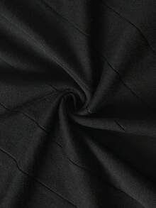 Men's Autumn/Winter Minimalist Striped Slim Fit Regular Shoulder Width High Neck Long Sleeve Sweater - Black - View 3