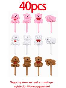 40/24/8pcs Reusable Bear Fruit Forks, Cake Forks, Kitchen Utensils, Portable Forks, Essential For Camping, Picnic, Holiday Celebration, Housewarming, Multiple Cute Designs - View 13