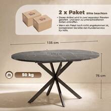 Extendable Dining Table For 4–6 People, Industrial Style Kitchen Table With Hairpin Legs, Black - Grey - View 7