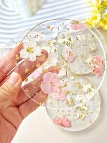 1pc 2D Flat Acrylic Coaster, Printed Decorative Beverage Coaster, Waterproof Outdoor Table Mat, Heat-Resistant Desktop Protector, Ideal Gift For Wedding, Birthday, Mother's Day, Home Dining Table Decor Accessory - Multicolor - View 3