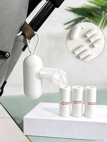 1 Box + 75 Garbage Bags/Pet Travel Essentials/Stroller Portable Garbage Bags/Garbage Bag Dispenser/Travel Essentials - White - View 1