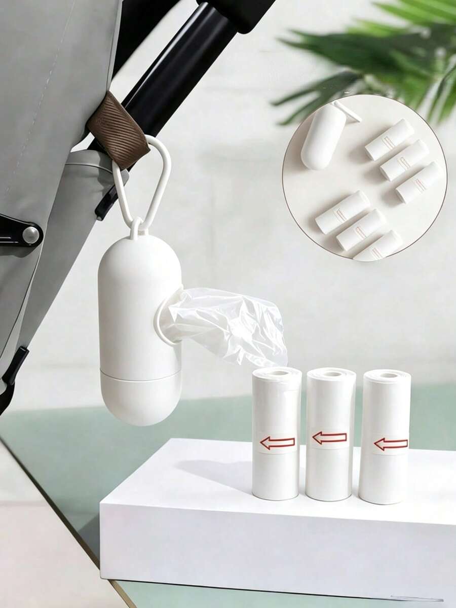 1 Box + 75 Garbage Bags/Pet Travel Essentials/Stroller Portable Garbage Bags/Garbage Bag Dispenser/Travel Essentials - White - View 1