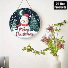 2D Flat Round Wooden Snowman Hanging Decor - Realistic Snowman Decoration Suitable For Christmas, Winter Table Centerpiece, Durable Hanging Ornament For Kitchen And Dining Room, Snowman Plaque, Seasonal Table Decor For Multiple Holidays - A - View 11