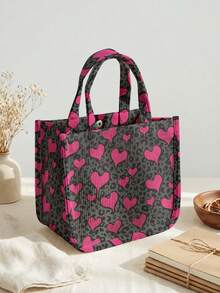 1pc Leopard Print Patterns Corduroy Tote Bag, Snap Button Closure Cute Handbag, Reusable Lunch Tote Bag For Student School Daily Outdoor Shopping Use - Multicolor - View 8