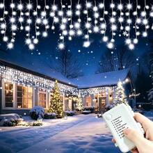 45/80/96/150led Battery Box Curtain LED Icicle String Lights Christmas Garland Droop Light Wedding Garden Street Outdoor Decorative Lighting Halloween - Battery-powered Fairy Lights - View 4