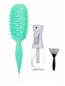 Curl Defining Hair Brush Kit With Refillable Fine Mist Spray Bottle And Brush Cleaning Tool, Flexible Vented Styling Comb For Curl Clumping, Wet Or Dry Use Suitable For Women's Daily Use And Styling - Multicolor - View 9