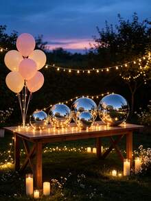 20/10/5/2pcs Silver Inflatable Mirror Reflective 4D Aluminum Foil Balloon Set, Reusable Disco Balloons For Birthday Party Decoration, Holiday, Wedding And Various Events - Multicolor - View 5