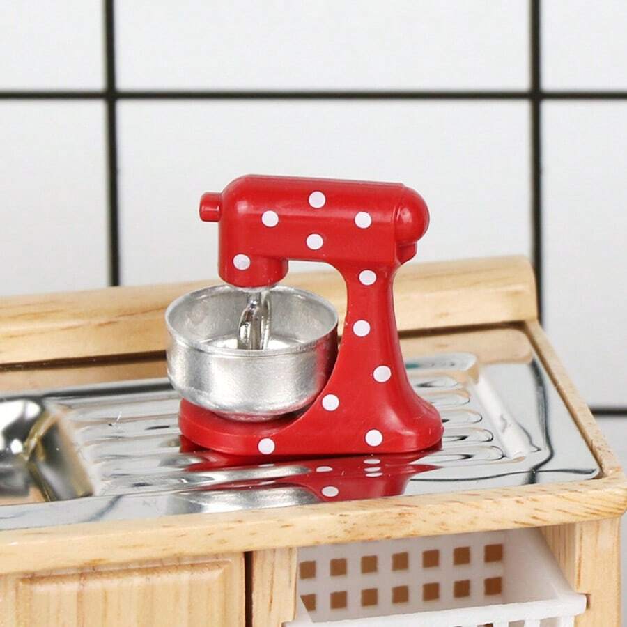 نموذج خلاط أحمر صغير، إكسسوارات وديكورات مشهد المطبخ والخبز الصغير، مشهد منزلي صغير DIY، مناسب للديكور والمقتنيات - خلاط أحمر - مشاهدة 1