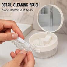 1PC/2PCs Multi-Function Portable Dental Appliance Cleaning & Storage Box, (With Automatic Lifting Basket & Leak-Proof Sealed Design), Includes Mirror Support Rod & Cleaning Brush Tool, Suitable For Oral Accessory Cleaning & Care, ABS Sealed Leak-Proof, Perfect For Users With Dental Braces Cleaning & Storage Needs - Multicolor - View 8