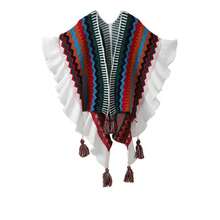 Women's Tassel Shawl Scarf, Soft Warm Bohemian Style Open Front Cape Cardigan - Multicolor - View 9