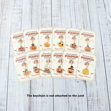 12pcs Halloween Pumpkin Keychain, Funny Jack‑O‑Lantern Charm With Card, You Are The Best Pumpkin In The Patch Keepsake Bag Pendant Holiday Gift - Multicolor - View 10