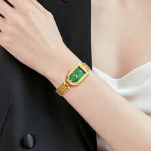 YaLaLuSi Brand 1pc Elegant Women's Wrist Watch, Exquisite Small Square Dial Design - Gold - View 6