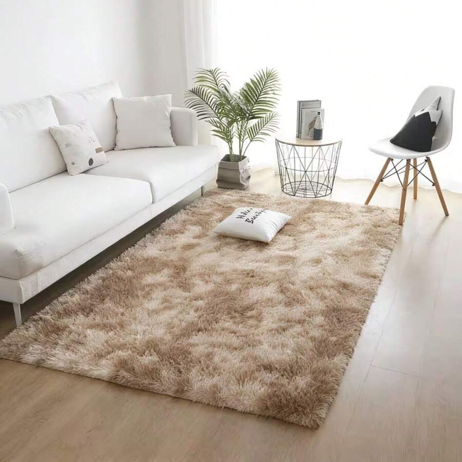 1pc, Tie Dye Pink/Camel/Light Gray Plush Rug Fluffy Area Rug, High Quality Cute Comfortable Warm Plush Area Rug, Interior Decorative Rug, Long Path Rug For Dining Room, Kitchen, Hallway, Bedside, Bedroom And Living Room